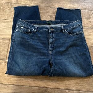 Lauren Ralph Lauren Regal Straight Ankle Jeans Raw Hem  Wash High Rise